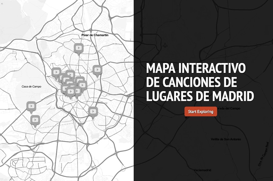 MAPA INTERACTIVO de CANCIONES de lugares de MADRID