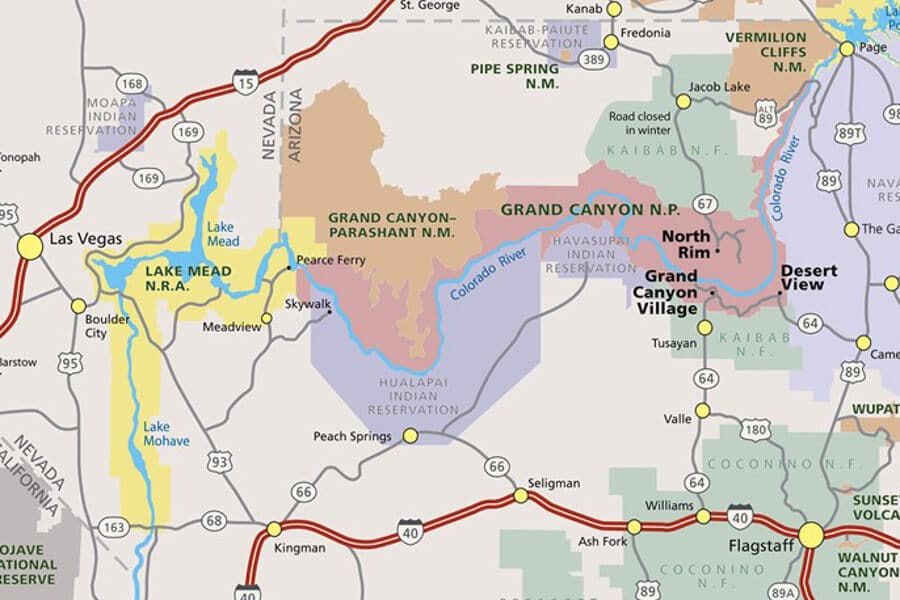 Mapa Gran Cañón del Colorado