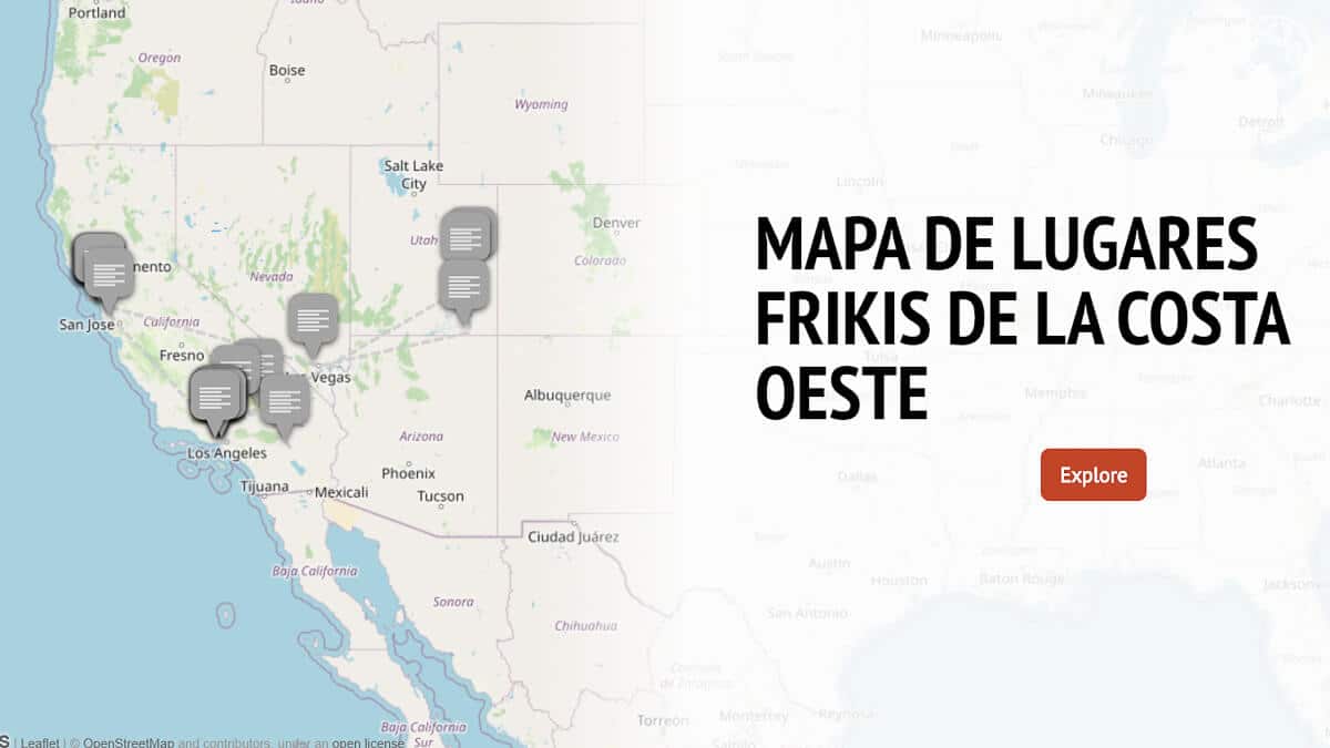MAPA de LUGARES CURIOSOS de la COSTA OESTE