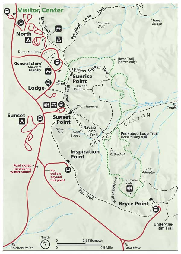 Parque Nacional Bryce Canyon mapa cañón bryce
