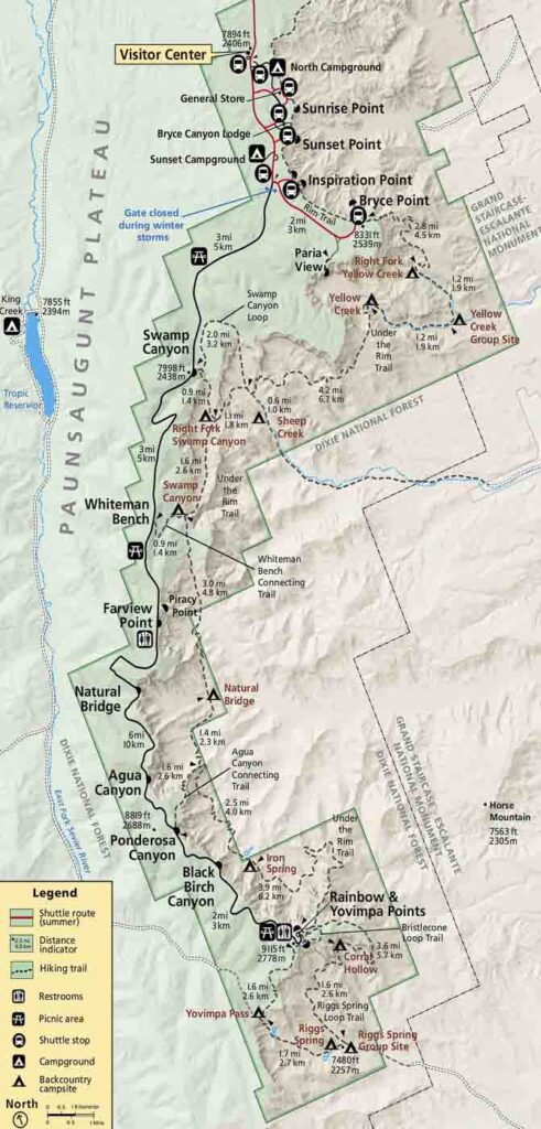 Parque Nacional Bryce Canyon mapa