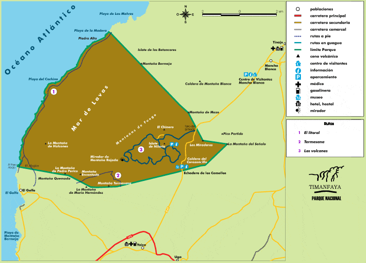 Visita al Timanfaya mapa de rutas